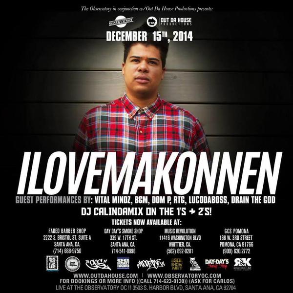 ILoveMakonnen @ The Observatory 12/15/14; PLUS Performance by DrainTheGod of Unit90!