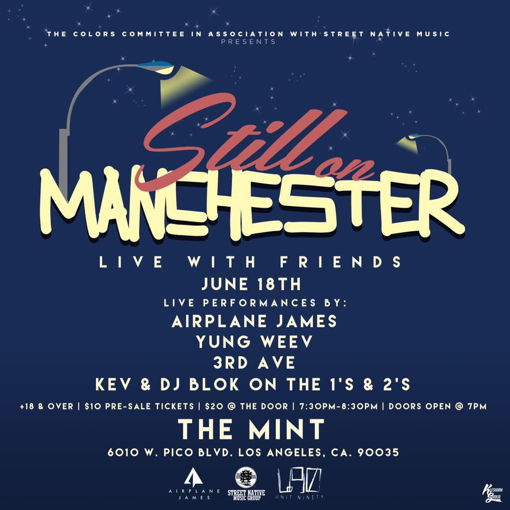 Still On Manchester TONIGHT: 3rd ave x Airplane James x Yung Weev
